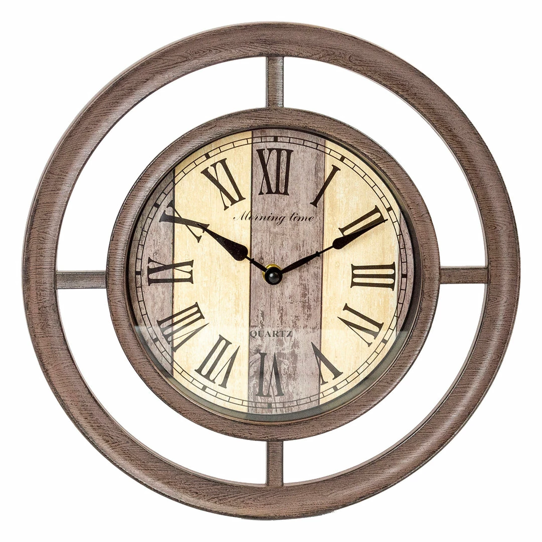 BargainJunkie Intellibrands 12.5” Faux Wood Circle Wall Clock