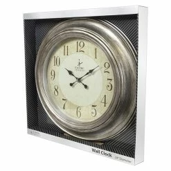 BargainJunkie Empire 24 Inch Decorative Wall Clock, Brushed Silver