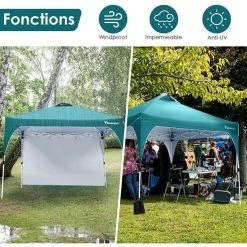 BargainJunkie Viewee Canopy Tent With Side Wall And Fixed Sand Bags New
