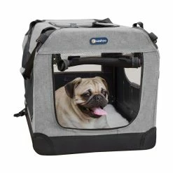 BargainJunkie Veehoo Gray Folding Soft Dog Crate, S