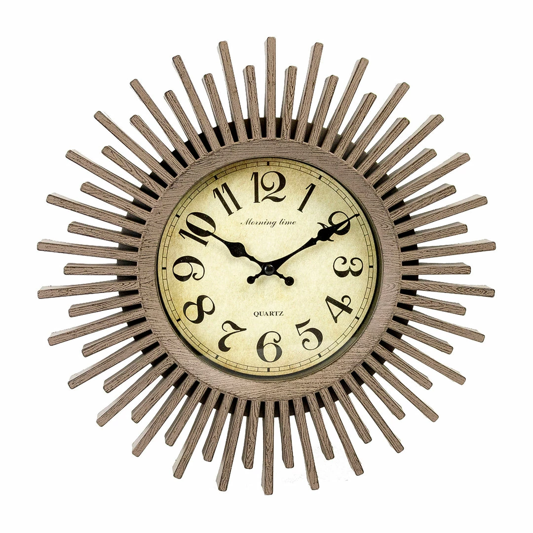 BargainJunkie Home & Garden Intellibrands 12.5” Faux Wood Starburst Wall Clock