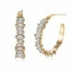 BargainJunkie New 14K Gold Plating Emerald Cut Asymmetrical Swarovski Elements Earrings