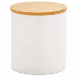 BargainJunkie New Home Trends Ceramic Canister With Bamboo Lid, Small