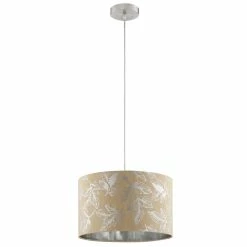 BargainJunkie Catalina By Evolution Silver Foil Fabric Pendant Light Home & Garden