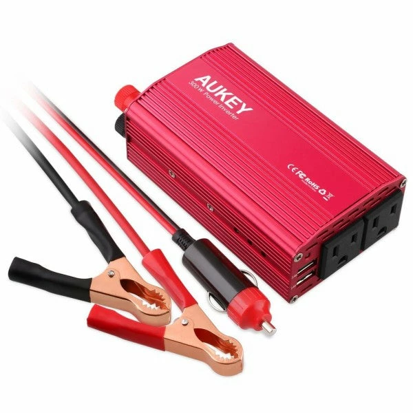 BargainJunkie Aukey PA-V17 300W DC To AC Car Power Inverter, Dual USB Ports & AC Outlets New