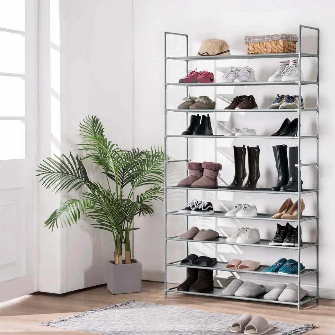 BargainJunkie 10 Tier Shoe Rack, Grey New