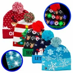 BargainJunkie New Festive Light Up LED Christmas Knit Hat